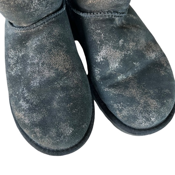 UGG Mini Bailey Bow Glimmer Plush Winter Boots Black Glitter Shimmer Size 5 GUC - Picture 8 of 14